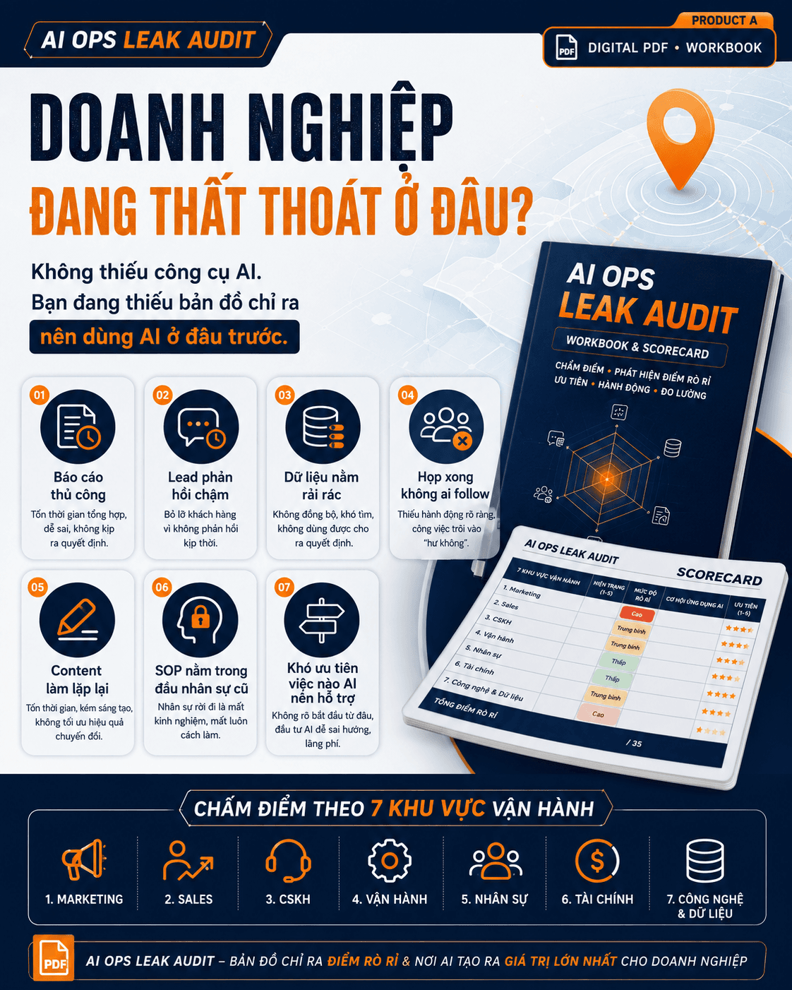 Doanh nghiệp đang thất thoát ở đâu — bảy điểm nghẽn vận hành thường gặp và scorecard chấm điểm theo bảy khu vực